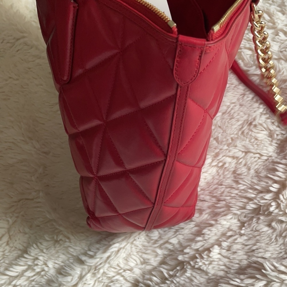 ❤️- NWT Coach Ava Chain Tote Carryall Red Quilted Leather Large Shoulder… - Picture 11 of 16
